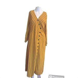Sweet Claire Women's Size Large Faux Tie Waist Maxi Faux Wrap Dress Yellow NWT